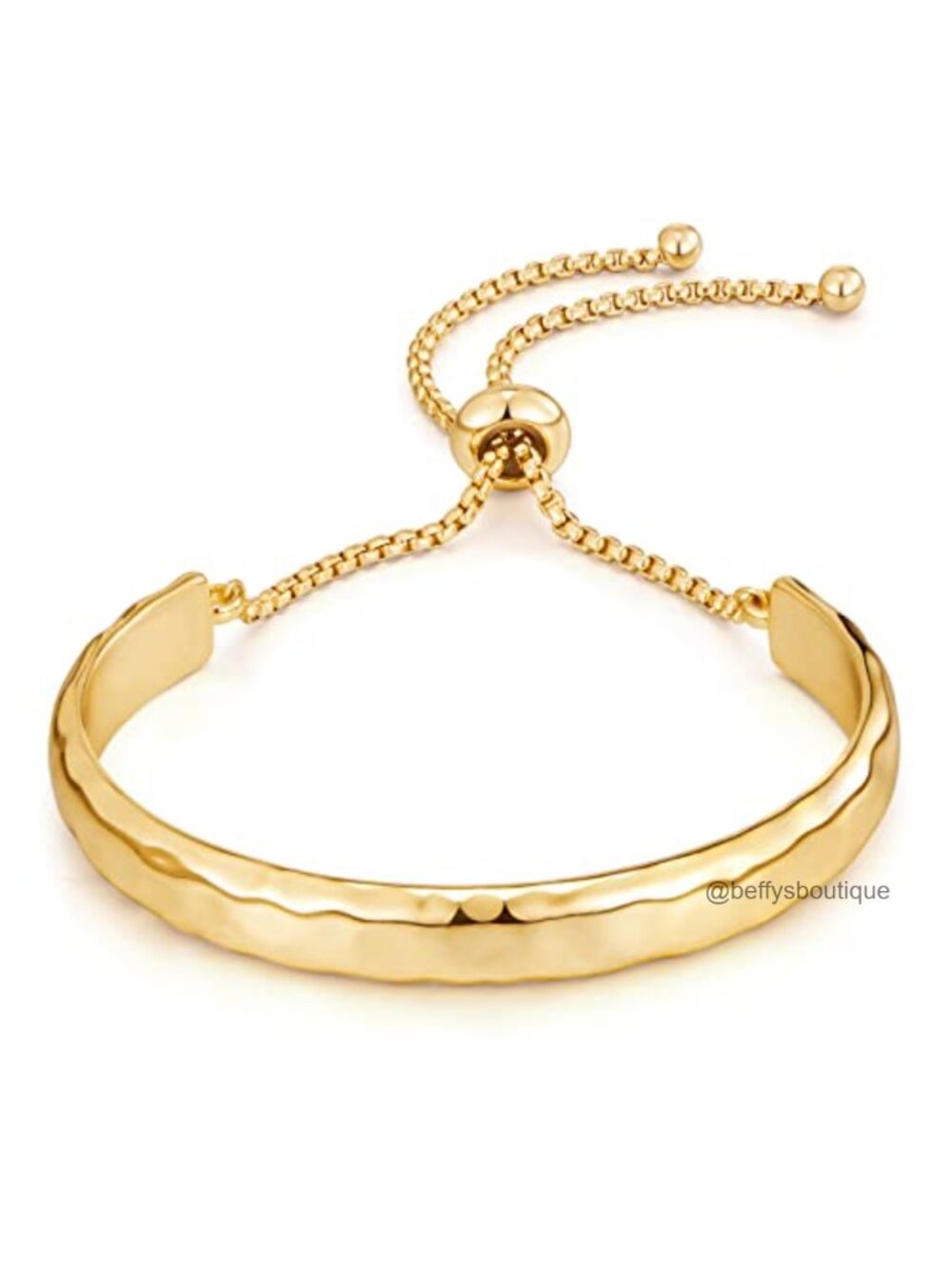 Adjustable Slider Bangle Bracelet Gold Plated Hammered Bar Women's Jewelry